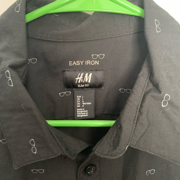 H&M Glasses Deco Slim Fit Dress Shirt Size Large - Picture 2 of 3